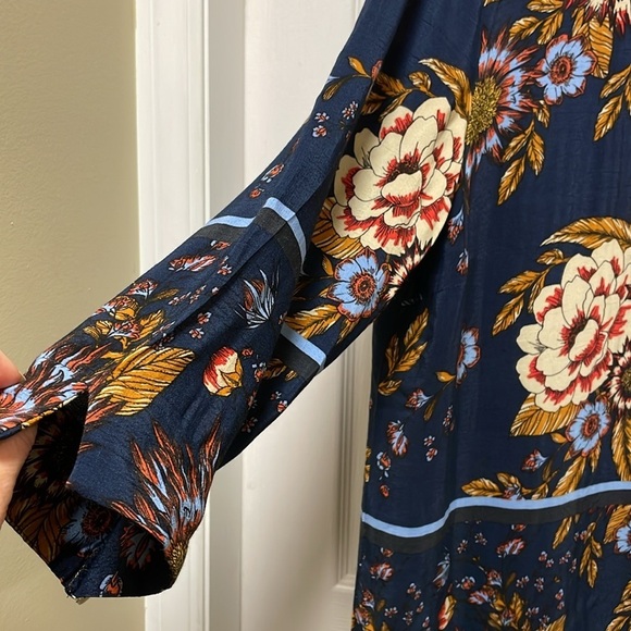 Cream | Floral | Print | Navy |Scoop Neck |3/4 Sleeve |Blouse |Size 42 EUR/10-12 - Picture 5 of 15